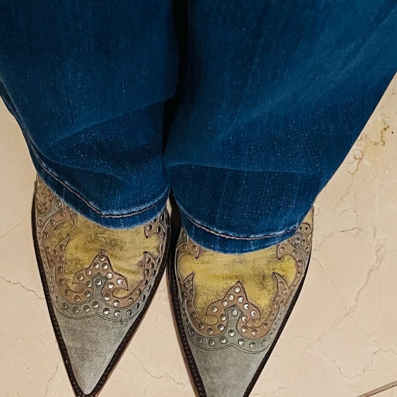 Old Gringo Olive Green & Light Blue Embellished Mules - Picture 4 of 5